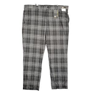 NWT LEE Black Gray Plaid Straight Mid Rise Stretch Pants Career Office SIZE 22